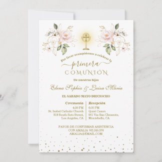 Primera Comunión Girls Twins First Holy Communion  招待状
