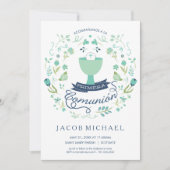 Primera Comunión Invitación -スペイン語、男の子の招待 招待状 (正面)