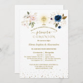  Primera Comunión Twins First Holy Communion 招待状 (正面/裏面)