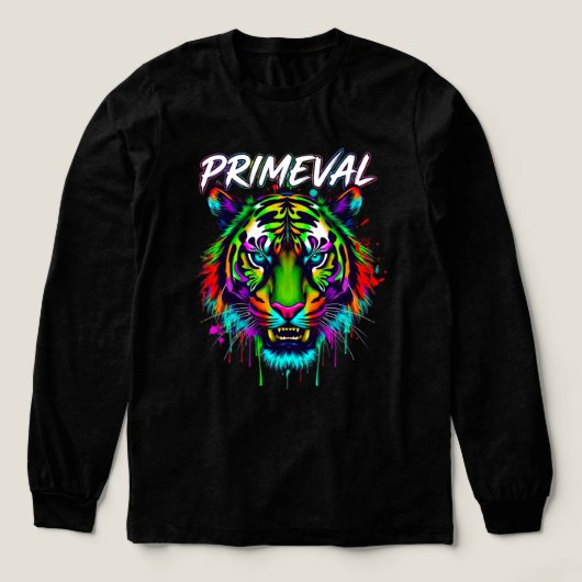 Primeval Neon Tiger Bella+Canvas Tri-Blend Long Sl トライブレンドＴシャツ (デザイン正面)