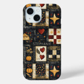 Primitive Autumn Quilt Pattern | Farmhouse Harvest Case-Mate iPhoneケース (裏面)