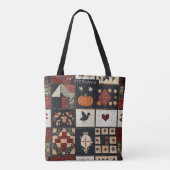 Primitive Farmhouse Appliqué & Geometric トートバッグ (裏面)