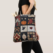 Primitive Farmhouse Appliqué & Geometric トートバッグ (クローズアップ)