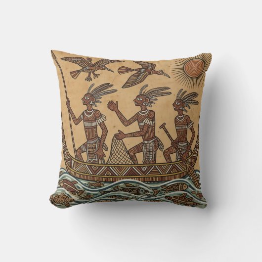 Primitive Fishermen Throw Cushion クッション (正面)