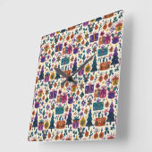 Primitive Folk Art Christmas Wall Clock スクエア壁時計 (傾斜)