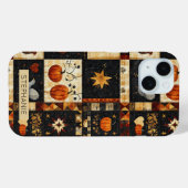 Primitive Folk Art Quilt Pattern | Rustic Autumn Case-Mate iPhoneケース (裏面 (横))