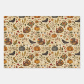 Primitive Folk Art Thanksgiving ラッピングペーパーシート (正面2)