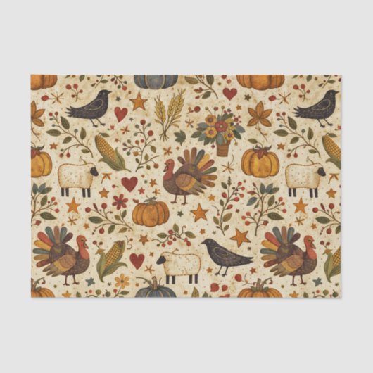 Primitive Folk Art Thanksgiving 薄葉紙 (正面)