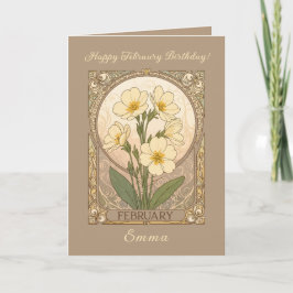 Primrose Birthday Flowers February Art Nouveau Sty カード