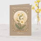 Primrose Birthday Flowers February Art Nouveau Sty カード (黄色い花)