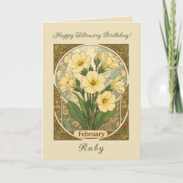 Primrose February Birthday Flowers Art Nouveau Sty カード