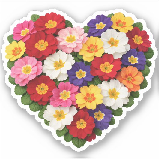 Primrose Heart February Birth Flower シール (正面)