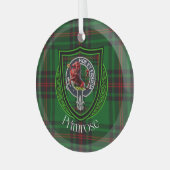 Primrose Scottish Clan Tartan & Crest ガラスオーナメント (正面左)
