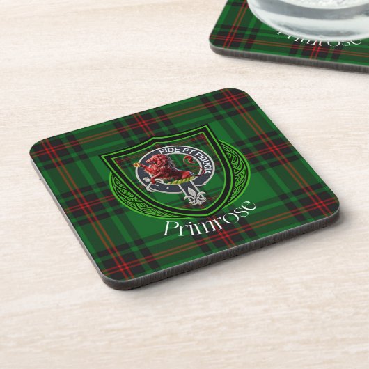 Primrose Scottish Clan Tartan & Crest コースター (左側)