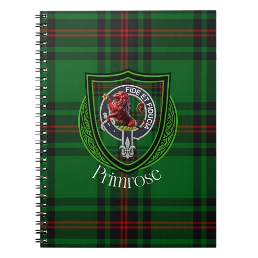 Primrose Scottish Clan Tartan & Crest ノートブック (正面)