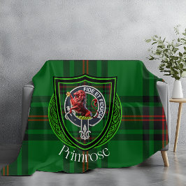 Primrose Scottish Clan Tartan Crest フリースブランケット