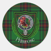 Primrose Scottish Clan Tartan & Crest ラウンドシール (正面)