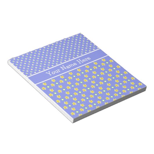Primroses Notepad to Personalization：青い水玉模様 ノートパッド (アングル)