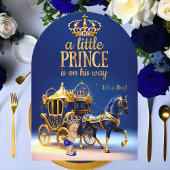 Prince Baby Shower Blue Gold Carriage 招待状