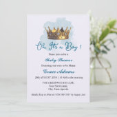 Prince Crown (baby boy) Baby Shower Invitation 招待状 (スタンド正面)