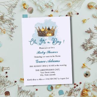 Prince Crown (baby boy) Baby Shower Invitation 招待状