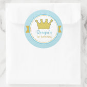 Prince Stickers -グリッター金ゴールドクラウンin Blue ラウンドシール (バッグ)