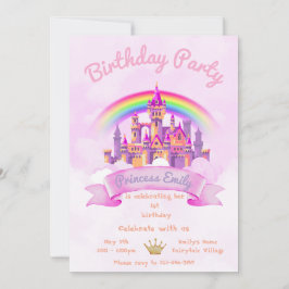 Princess 1st Birthday Invitation Editable Pink 招待状
