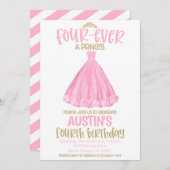 Princess 4th Birthday Party Invitation 招待状 (正面/裏面)