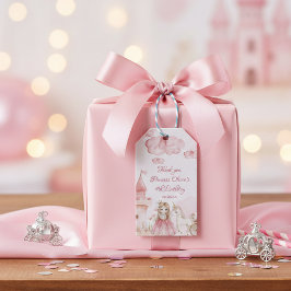 Princess 4th birthday Pink Castle Unicorn Party  ギフトタグ
