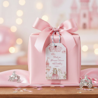 Princess 4th birthday Pink Castle Unicorn Party  ギフトタグ