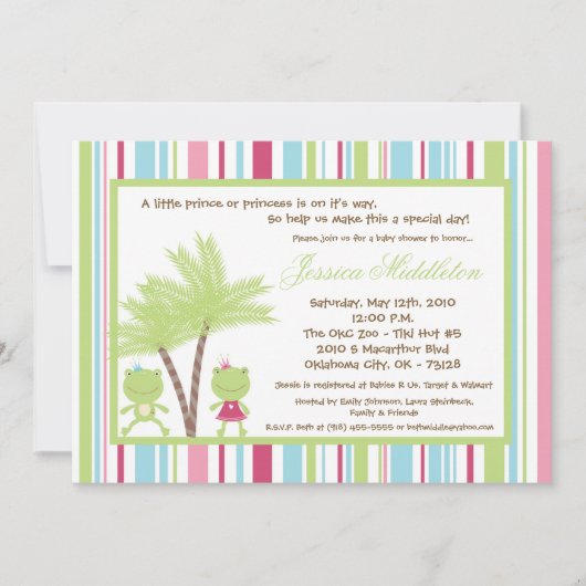 Princess 5x7カエルの王子のベビーシャワーの招待状 招待状 (正面)