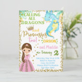 Princess and dragon siblings birthday invitation. 招待状 (スタンド正面)