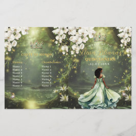 Princess and Frog Sage Green Quinceanera Program
