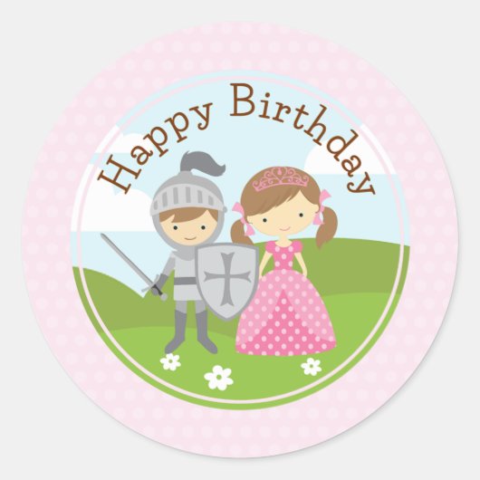 Princess and Knight 2inch round circle sticker ラウンドシール (正面)