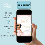 Princess Baby Shower African American Baby Girl  招待状