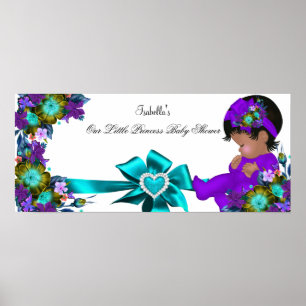 Princess Baby Shower Girl Teal Blue Purple ポスター