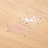 Princess Baby Swan, Stars Baby Shower アクリル招待状 (レイダウン)