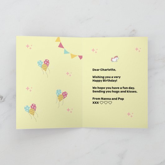 princess birthday カード (内部)