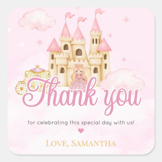 Princess Birthday スクエアシール (正面)