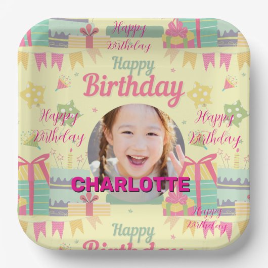 princess birthday ペーパープレート (正面)