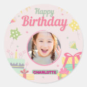 princess birthday ラウンドシール (正面)