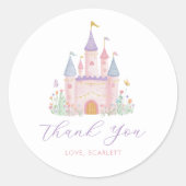 Princess Birthday Enchanted Castle Girls Favor ラウンドシール (正面)