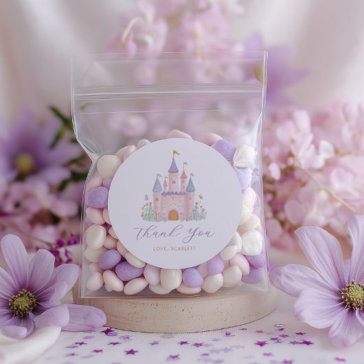 Princess Birthday Enchanted Castle Girls Favor ラウンドシール