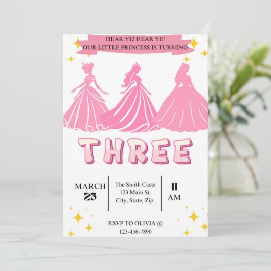 Princess Birthday Invitation 招待状 (スタンド正面)