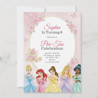Princess birthday invitation in pastel themed  招待状