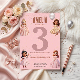 Princess Birthday Party for Girls 招待状