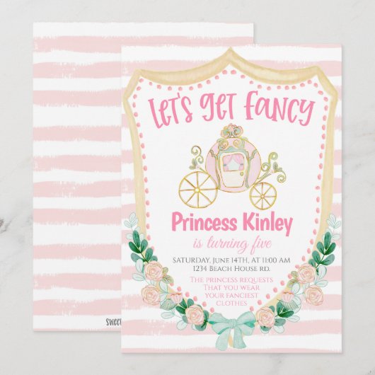 Princess Birthday Party Invitation 招待状 (正面/裏面)