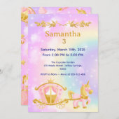 Princess  Birthday Samantha 3 Birthday Party 招待状 (正面/裏面)