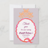Princess Butterfly Tiara Crown Squiggle Invitation サンキューカード (正面)