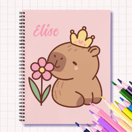 Princess capybara Cartoon pink girly personalized  ノートブック